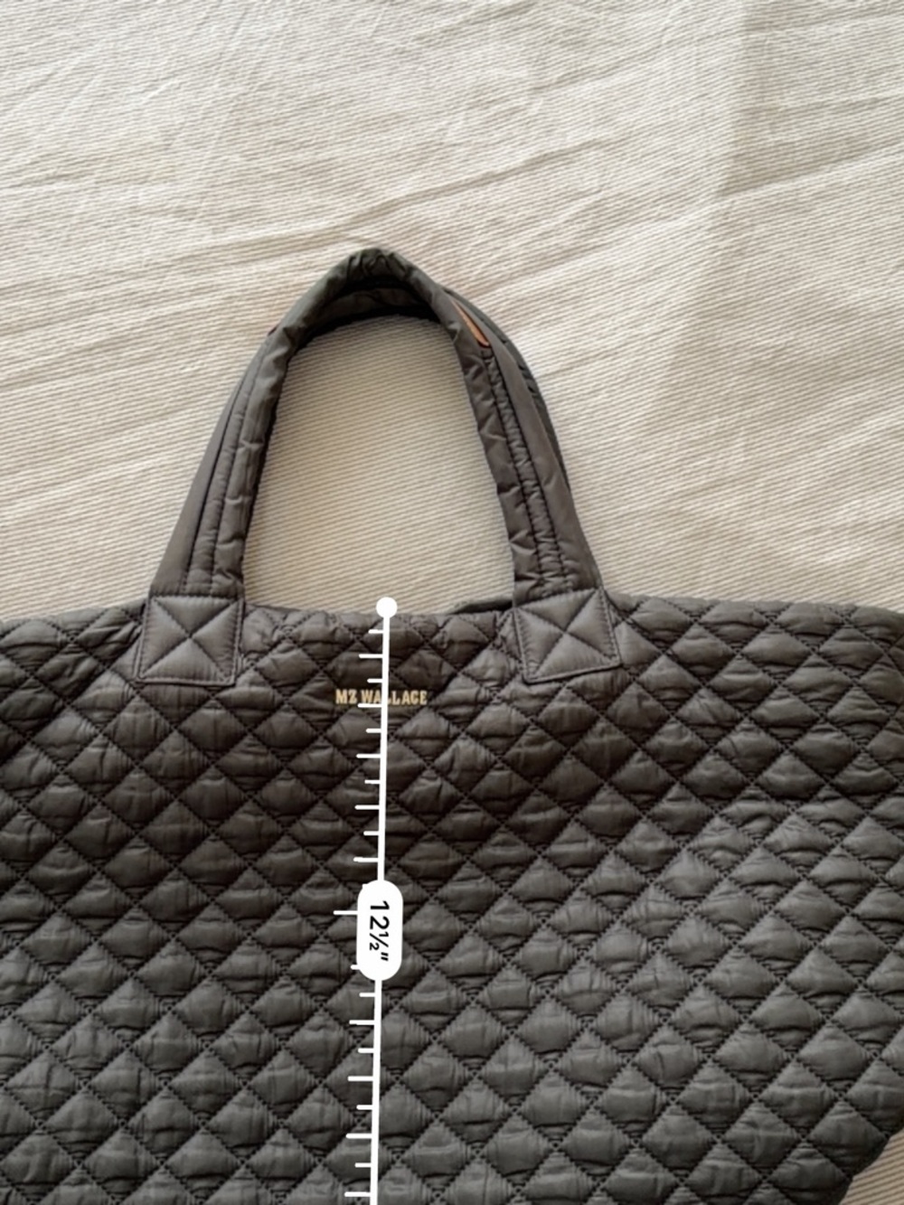 MZ Wallace Quilted Gray Tote with Gold Logo - Picture 9 of 11